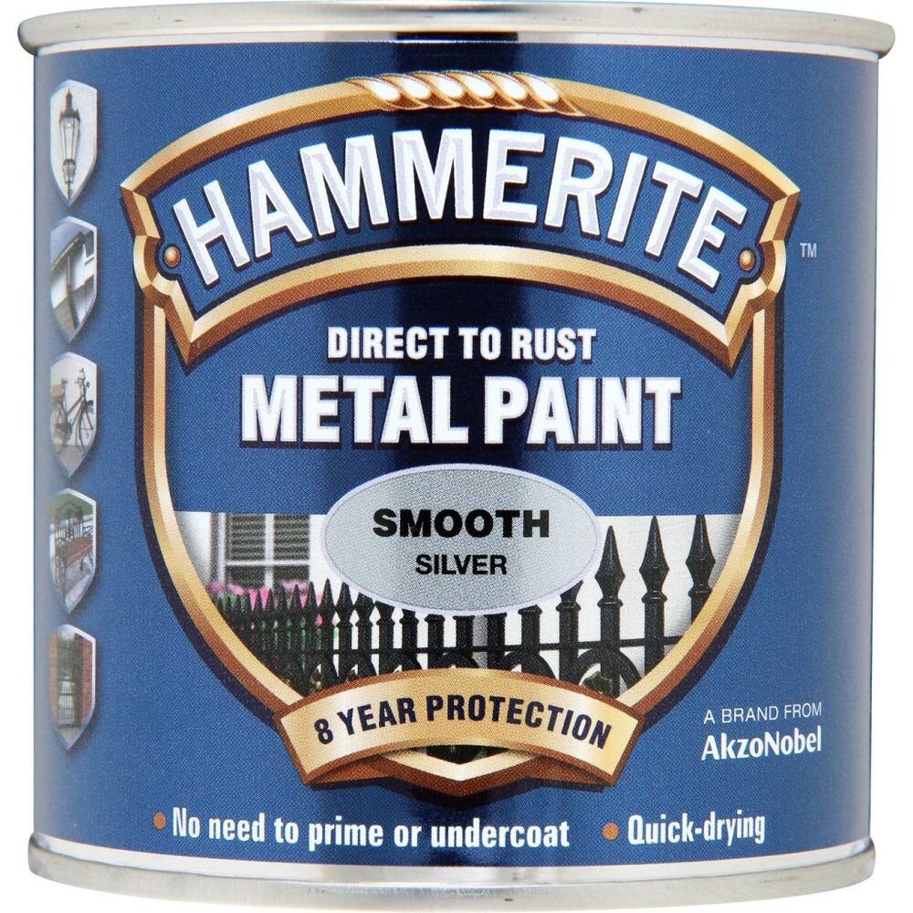 Metal Paint Smooth 250ml, Silver, Silver, By Hammerite